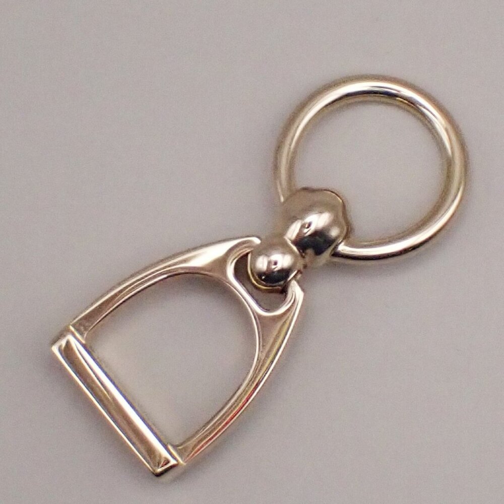 HERMES Logo Charms Etrier Twilly Ring Palladium Plated brass Italy - Picture 5 of 13